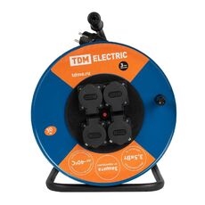 Удлинитель на катушке 30м 4 розетки с заземлением 3500Вт IP44 TDM - Прокат туристического оборудования